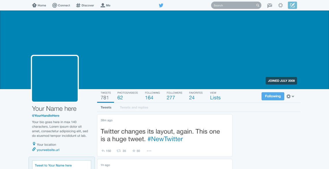 twitter profile page layout